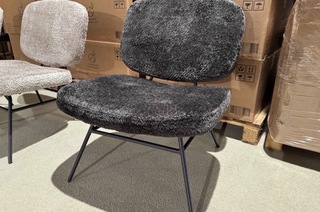 Fauteuil, zwart stof, zwart metalen onderstel